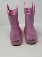 Crocs Handle It Rain Boots Pink Size J2 Kids Youth Girls Waterproof Pull-On