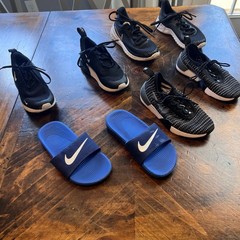 Nike Kids Shoe Bundle Air Max 270 Renew Kawa Slides Black Blue 12C 12.5C 13C