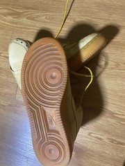 Nike Air Force 1 High Top Leather Beige Yellow Gum Sole Kids Shoes 6Y