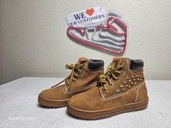 LOVE PASTRY Kids Unisex Suede Lace Up Brown Boots Size 13