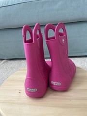 Crocs Candy Pink Handle It Rain Boot Kids Size c13 12803 Waterproof Lightweight