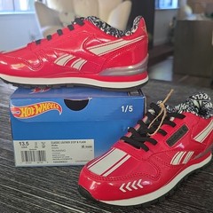 Reebok Classic Leather Step N Flash Hot Wheels Leather Sneakers Red/Black 13.5