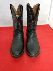 Boys Nocona Cowboy Boots Black With Stitching Detail NEW! Size 1D Style NK3000