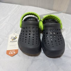 Joybees Kids Active Clog Charcoal Grey Neon Green Slip On Water Shoes Size C8/9