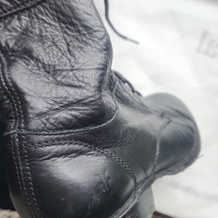 Frye Black Leather Erin Lug work Combat Boot Lace Up Youth size 14 3474314 BLK