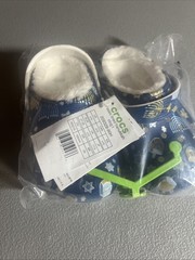 Crocs Classic Lined Hanukkah Clogs Size C 10 Blue Slip On Shoes 209327-90H New