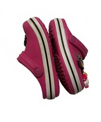 Crocs Kids Classic Clogs Size 6/7 Toddler Pink Slip On Shoes With Charms Jibbitz