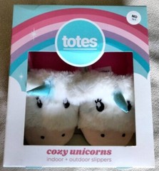 NIB Totes girls cozy unicorns indoor outdoor slippers child size small 13-1