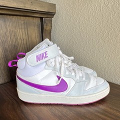 Nike CD7782-009 White Purple High Top Unisex Kids Sneakers Size 6Y