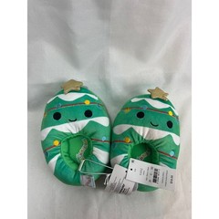 Squishmallows Christmas Tree Plush Slippers Green Kids Size 11/12 Holiday New