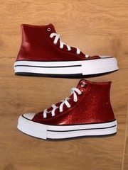 Converse Chuck Taylor All Star Unisex Kids Sneaker 5.5Y/7W Red Glitter High Top