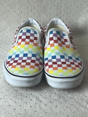 VANS Kid’s Slip On Rainbow Checkerboard Sneakers Size 7 Kids 500714