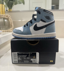 Jordan 1 Retro High OG TD White Black University Blue Toddler 8C AQ2665-134