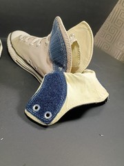 Converse Blue Grey Peel Back High Top Sneakers Shoe Juniors 6 Hip Hop Womens 7.5
