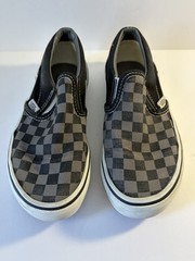 Kids VANS Checkerboard Classic Slip On Skate Shoes Sz 11.5 Black Gray