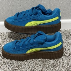 Size 5.5 Big Kids – PUMA x Fenty Creeper Phatty Jr – Speed Blue / Lime Pow / Gum