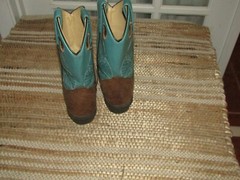 Masterson Boot Co Youth size 12.5 Square Toe Green Shafts Western Boots