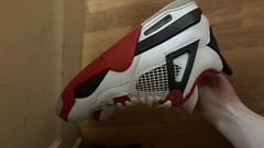 Jordan 4 Retro GS White/Red/Black Mid Top Sneakers US 6.5Y 408452-160
