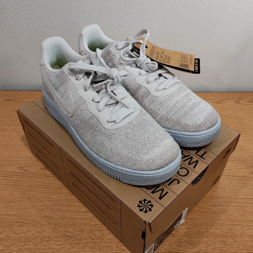 Nike Air Force 1 Crater Flyknit Photon Dust Chambray Blue Sneakers Big Kid 7Y