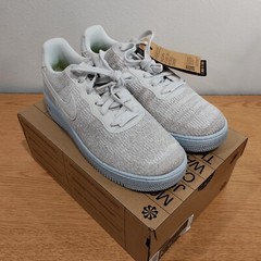 Nike Air Force 1 Crater Flyknit Photon Dust Chambray Blue Sneakers Big Kid 7Y