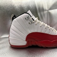 Size 6.5Y Air Jordan 12 Retro Mid Cherry Red Kids Lace Up Sneakers 153265-116