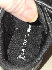 Lacoste Black Strap Shoes Little Boy Girl 8 Leather Sneakers No Tie Tennis Kid