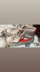 Nike Blazer Mid White Gray Red High Top Kids Sneakers Leather Size 5Y