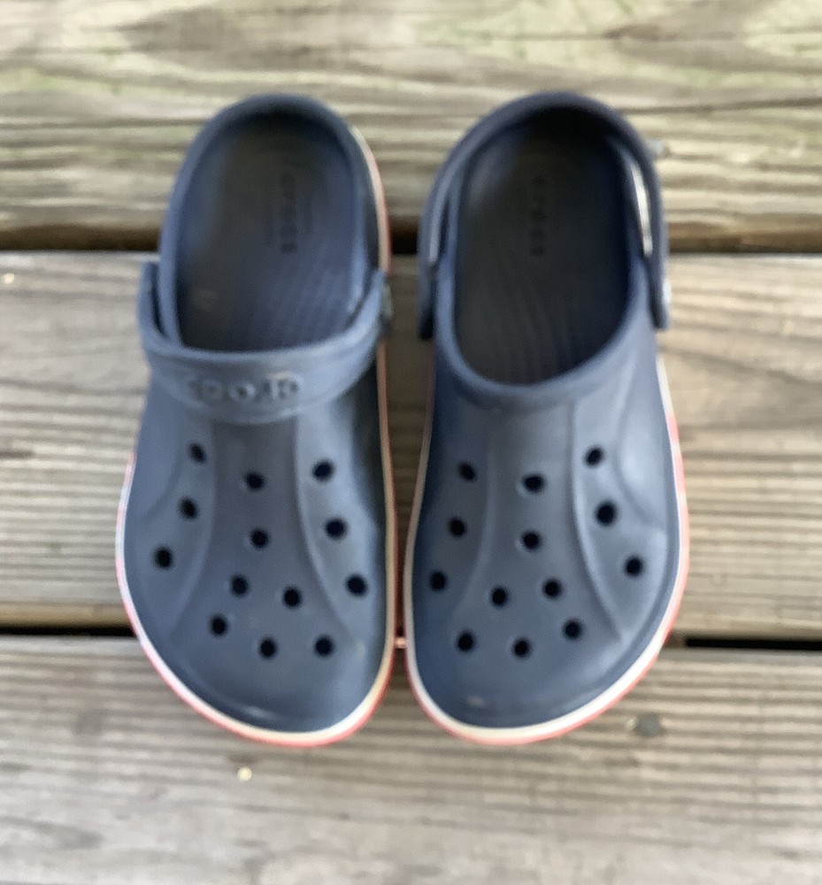 Crocs Juniors Kids Sandals Size J1 Navy Blue Logo