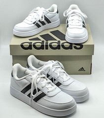 Adidas “Breaknet 2.0” Kid’s & Youth Lifestyle Court Lace Shoes (White/Black) NEW