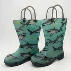 Western Chief Shark Toddler Light-Up Waterproof Rain Boots Sz 5 Fisherman NWT