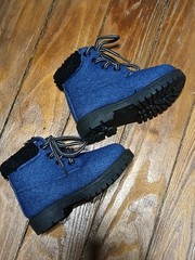 Official supply Blue Denim Textured Boots with faux fur trim Toddlers 7