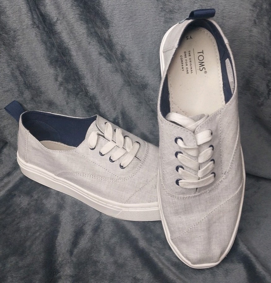 Toms Cordones Cupsole Drizzle Gray Chambray Youth Shoes Size 5Y