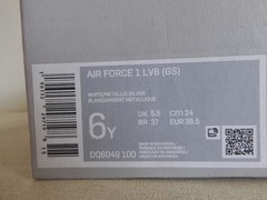 Nike Air Force 1 LV8 (GS) White-Metallic Silver-Navy Blue Sz 6Y [DQ6048-100]