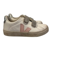 Veja Esplar Hook & Loop Sneakers Girls Kids Size 12 White Pink Silver