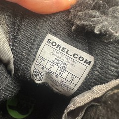 Sorel Snow Commander Boots Unisex Kids Sz 7 Black Green Grey Snow Shoes Faux Fur