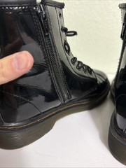 Dr. Martens Doc 1460 J Juniors Combat Boots Size 4 Glossy Black Leather Side Zip