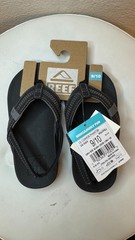 reef phantom flip flops youth 9/10 black w/ backstrap