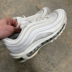 Nike Air Max 97 Triple White Metallic Silver Youth Shoes Sz 7Y (921522-104)