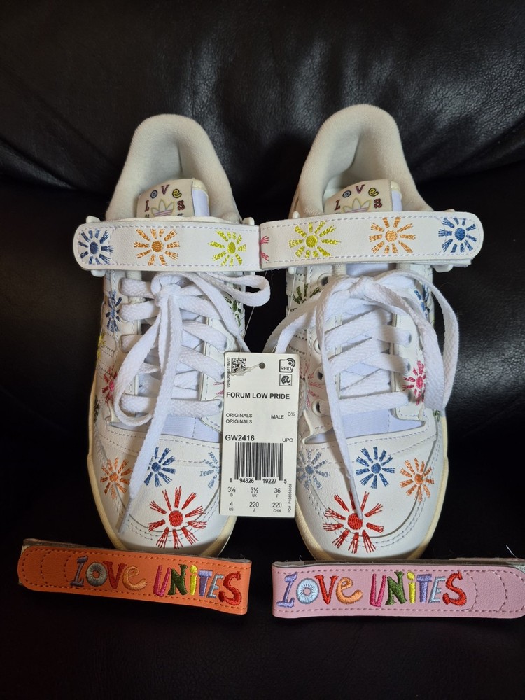Adidas Kids Forum Low Pride White – Multicolor Casual Shoes Size 4