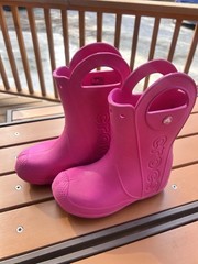 CROCS Handle It Rai Boots Big Kids Youth Size J1 Pink Waterproof Pull On