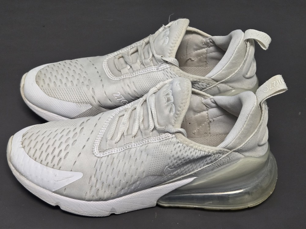 Nike Air Max 270 White Metallic Silver GS Shoes 943345-103 Youth Size 5.5Y