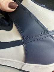 Nike Dunk High GS Sneaker White Midnight Navy Leather Unisex Kids US 6.5Y
