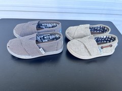 Tiny TOM’S Classics 2pair LOT SZ6 Natural Burlap Canvas SZ7 Ash Canvas READ DESC