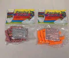 2 Packages Vintage Curly Spring Laces for Sneakers 1980’s 12 Laces Per Package