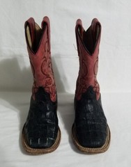 Anderson Bean Square Toe Cowboy Boots Youth Kids Size 9 Red/Black 420 1071