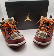 Size 10 C Jordan 1 Mid SE (TD) Night Maroon/Total Orange FD5462-608 Kids