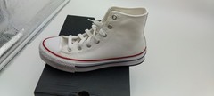 NIB Converse Classic White/Garnet/Navy Sneakers with Red Trim HIGH TOP SZ 4.5