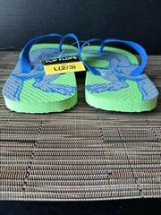 Kids Boys Dinosaur T-Rex Flip Flops Sandals Size L 2/3 Green Blue New With Tags