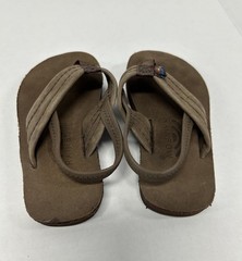Rainbow Sandals Kids Brown Leather Double Strap Backstrap Sandals Size 5/6