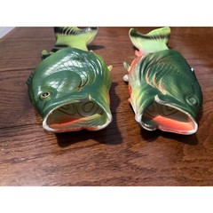 Coddies Fish Flip Flops Slides Green Bass Fish Shoes Novelty Sandals Size 38/39